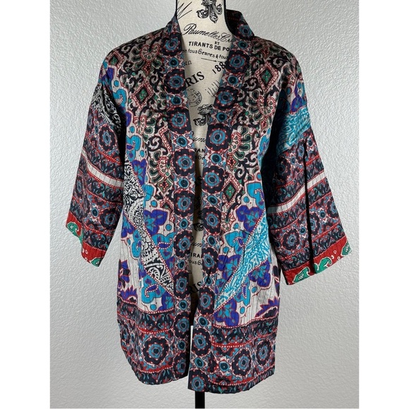 Soft Surroundings NWT Jacket Quilted Lotus Topper Open Front Boho, size PS - Picture 3 of 12